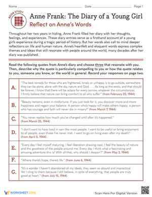 Book Study: Anne Frank Reflection