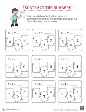 Subtract the Numbers Worksheet