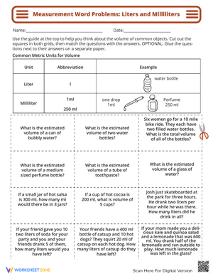 Measurement Word Problems Worksheet