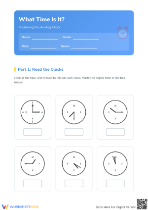 Telling Time to 5 Minutes Worksheet | Grade 2 Essential