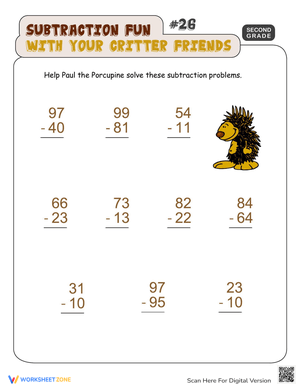 Critter Subtraction Fun Activity