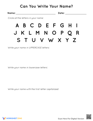 Write Your Name Assessment Worksheet