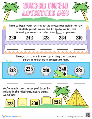 Putting Numbers in Order to 20 Worksheet