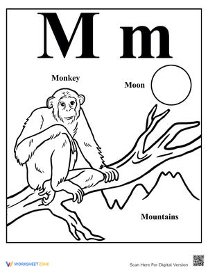 Coloring Alphabet: Letter M Worksheet