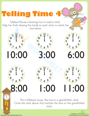 Telling Time: Kindergarten Math Worksheet
