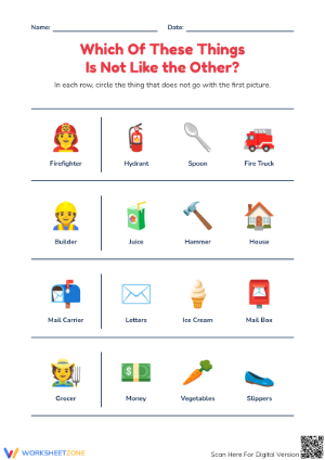 Essential Categorization Worksheet | Kindergarten English