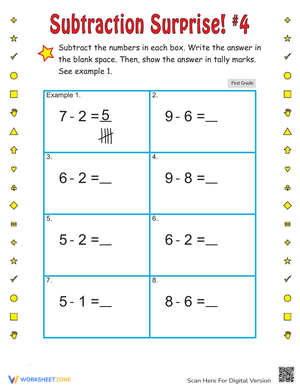 Subtraction Surprise: Math Worksheet Practice