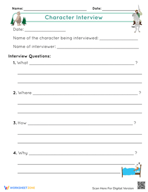 Character Interview: Writing Activity