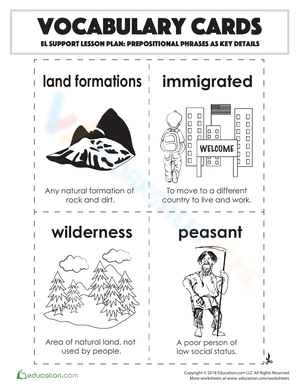 Prepositional Phrases: Vocabulary Building