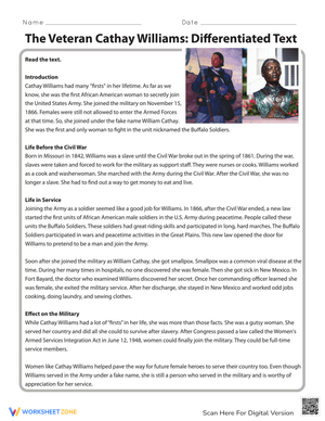 Cathay Williams Reading Comprehension