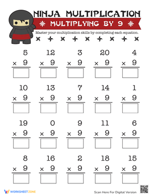 Master Multiplying by 9 Worksheet