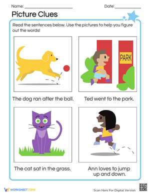 Word Meaning Picture Clues Worksheet
