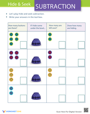 Hide 'N Seek Subtraction Activity