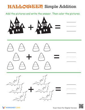 Halloween Math Addition Worksheet