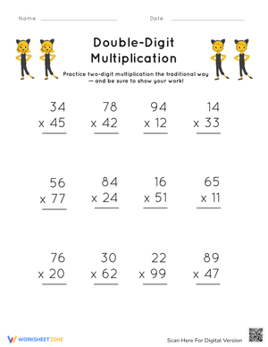 Double Digit Multiplication Practice