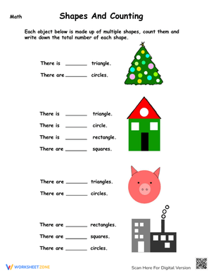 Count Simple Shapes Worksheet