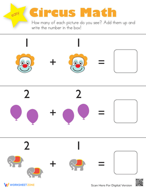 Addition Circus for Kindergarten