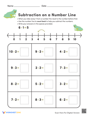 Subtraction on a Number Line Practice
