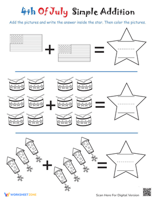 Fourth of July Coloring &amp; Addition