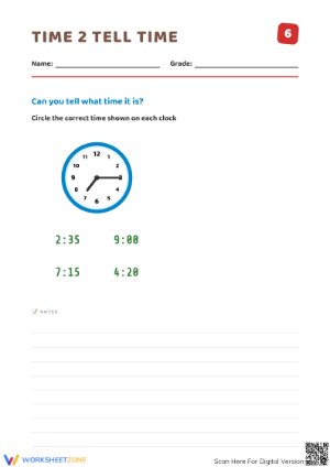 Printable Time to the Nearest 5 Minutes Worksheet | Grade 2