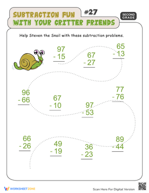 Critter Subtraction Fun: Math Worksheet for Kids
