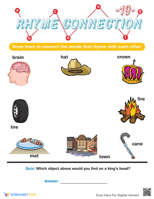 Rhyme Connection Worksheet for Kids