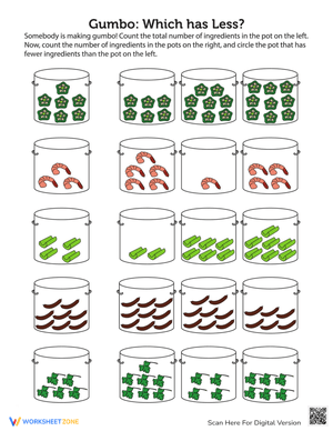 Which Has Less? Comparing Quantities Worksheet