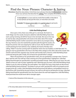 Find the Noun Phrases: Character and Setting