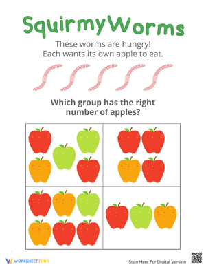 Squirmy Worms: Counting Practice Worksheet