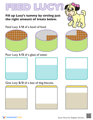 Food Fractions: Visual Fraction Worksheet