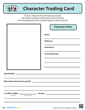 Create a Character Trading Card: Writing Activity