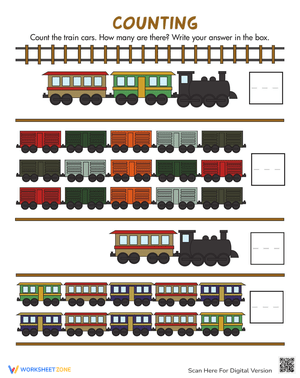 Count the Trains: Math Worksheet for Kids
