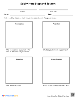 Stop and Jot Note-Taking Worksheet