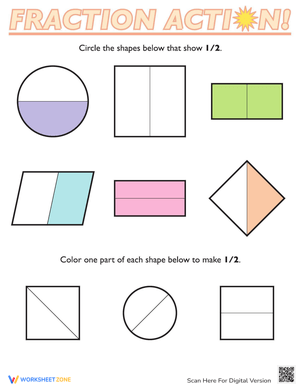 Fractions of Shapes Worksheet