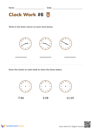 Grade 2 Telling Time — Printable No-Prep Worksheet