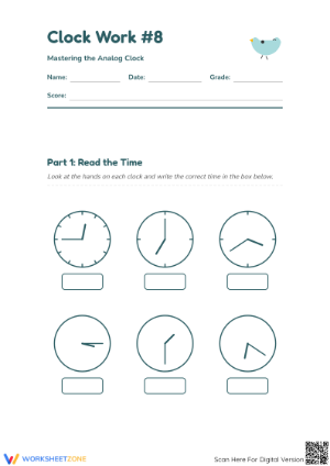 Essential Telling Time Practice: Grade 2 Clock Worksheet