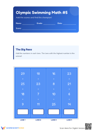 Olympic Addition Worksheet: Grade 1 Essential Math Skills Practice