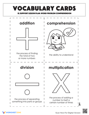 Vocabulary Cards: Word Problem Comprehension