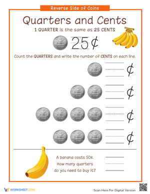 Identifying the Back of a Quarter Worksheet