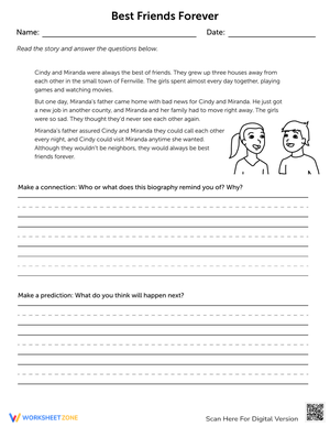 Best Friends Forever: Literary Response Worksheet