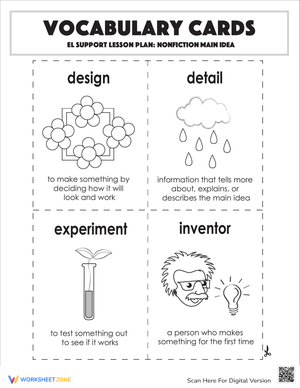 Vocabulary Cards: Nonfiction Main Idea