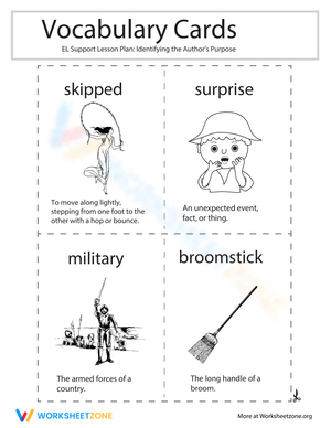Vocabulary Cards: Identifying the Author's Purpose