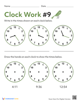 Clock Work Practice Worksheet