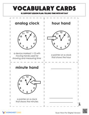 Vocabulary Cards: Telling Time with My Day