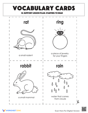 Vocabulary Cards: Starting to Read