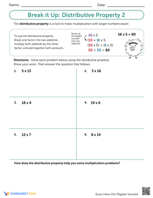 Break It Up: Distributive Property Multiplication Practice