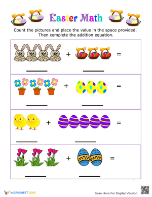 Easter Picture Addition Worksheet
