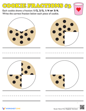 Cookie Fractions Fun Worksheet