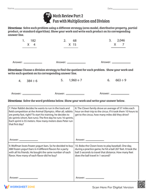 Multiplication and Division Math Review