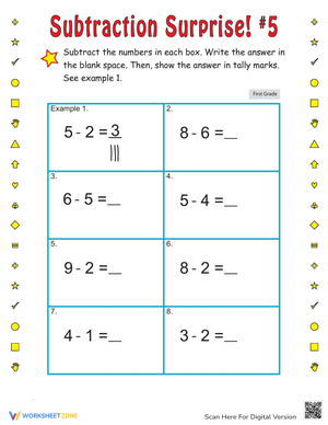 Subtraction Fun: Subtraction Surprise Worksheet